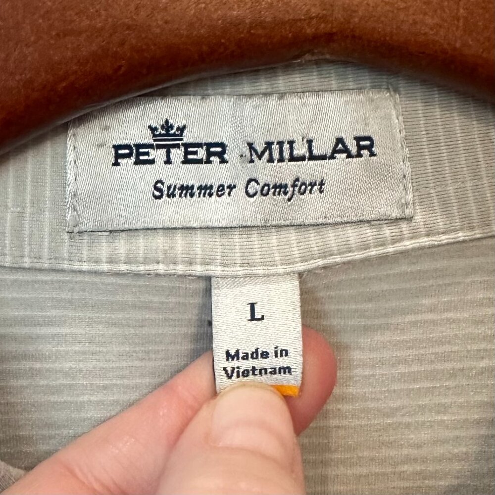 Peter Millar Light Gray Striped Performance Polo - image 4